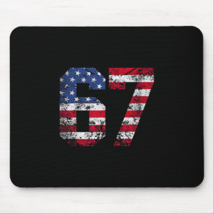 67 American Flag Meme Funny Six Seven Gen Alpha Sl Mouse Pad
