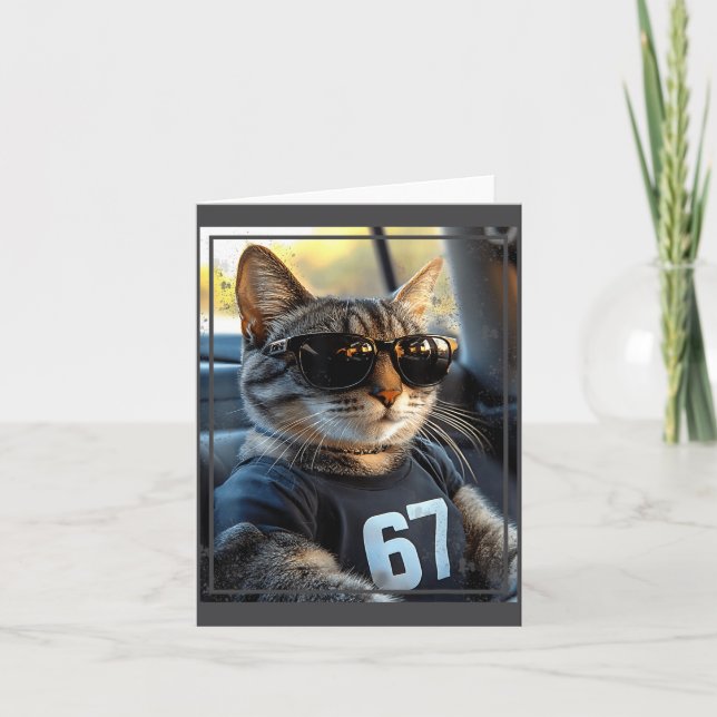 67 And Still Cool Funny Birthday Meme Cat  Card (Front)