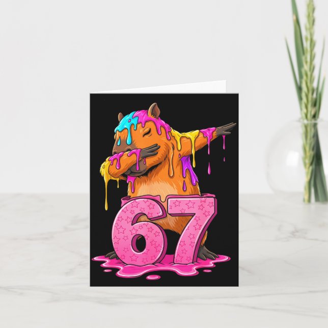 67 Animals Funny 67 Brainrot Youth Kids Capybara 6 Card (Front)