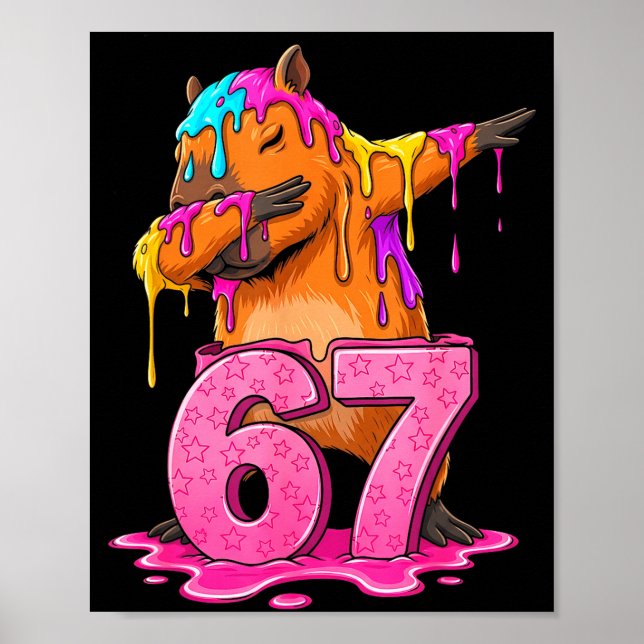 67 Animals Funny 67 Brainrot Youth Kids Capybara 6 Poster (Front)