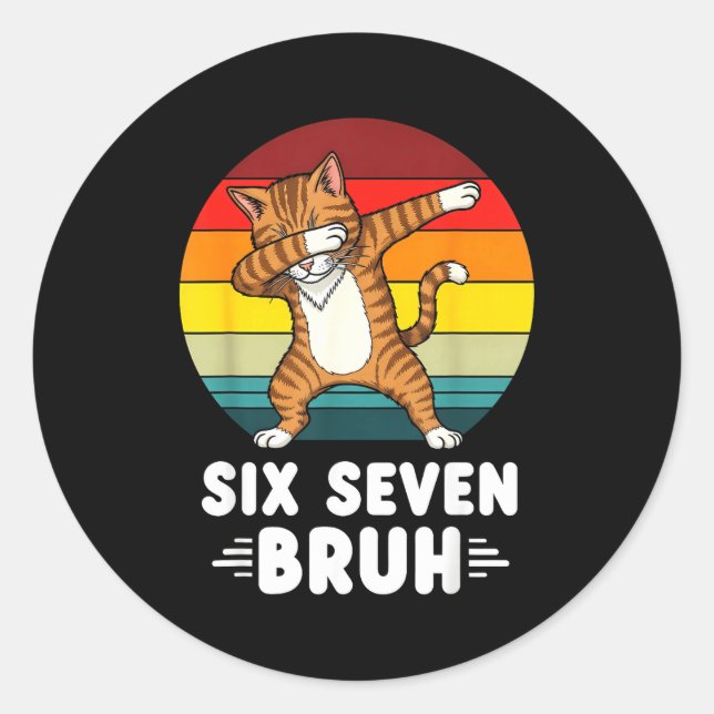 67 Animals Funny 67 Brainrot Youth Kids Cat 67  Classic Round Sticker (Front)