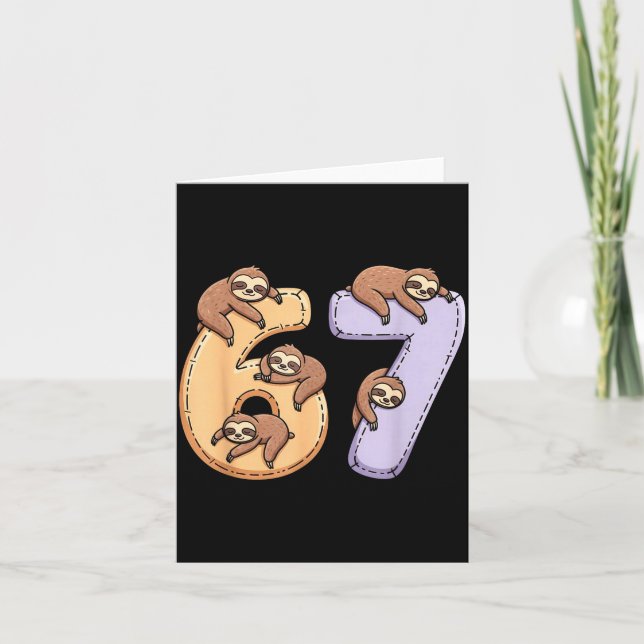 67 Animals Funny 67 Brainrot Youth Kids Sloth 67  Card (Front)