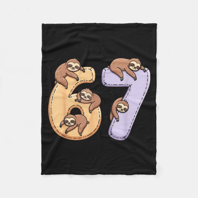 67 Animals Funny 67 Brainrot Youth Kids Sloth 67  Fleece Blanket (Front)