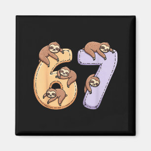 67 Animals Funny 67 Brainrot Youth Kids Sloth 67 Magnet