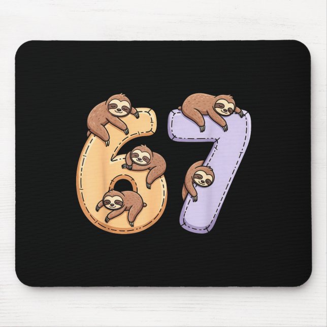 67 Animals Funny 67 Brainrot Youth Kids Sloth 67  Mouse Pad (Front)