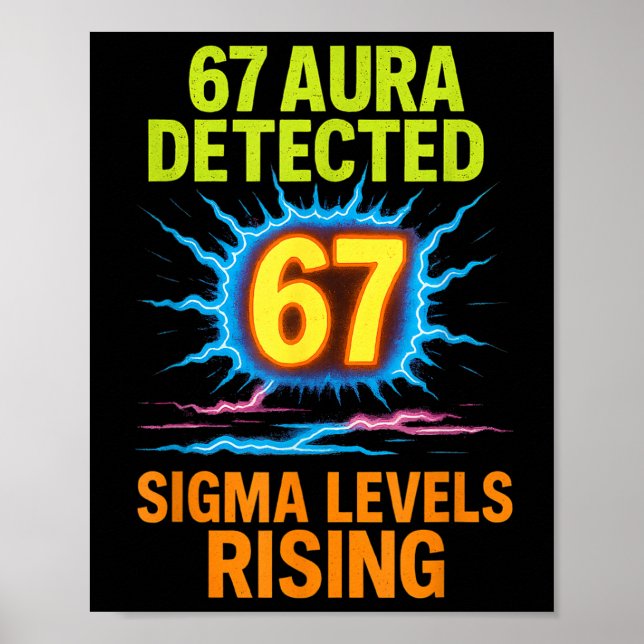 67 Aura Detected Sigma Levels Rising Six Seven Riz Poster (Front)
