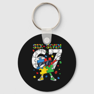 67 autism awareness puzzle dabbing six seven autis key ring