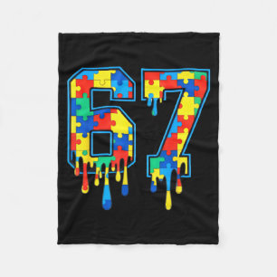 67 autism six seven 6 7 meme dripping autism fleece blanket