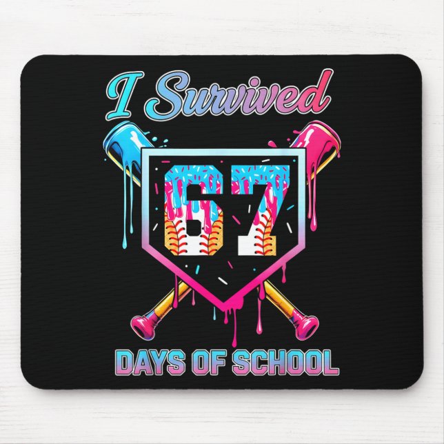 67 Baseball Ice Cream Drip Six Seven Meme Teachers Mouse Pad (Front)