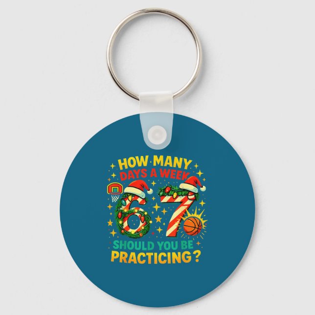 67 Basketball Christmas Funny Practice Meme Gift  Key Ring (Front)
