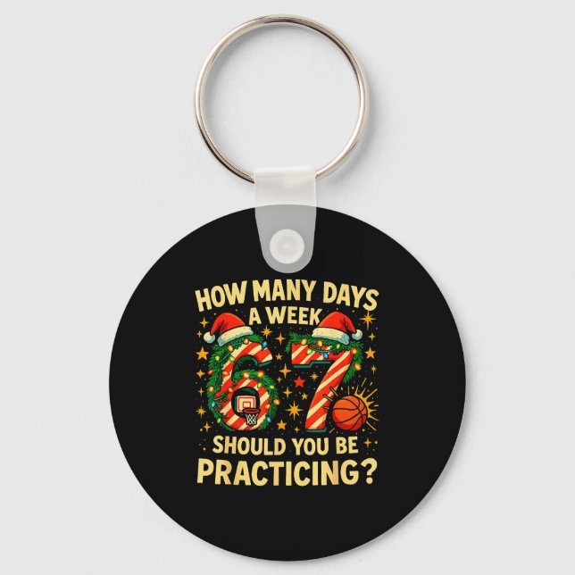 67 Basketball Christmas Funny Practice Meme Gift  Key Ring (Front)