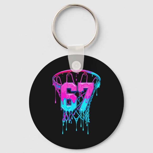 67 Basketball Drip Six Seven Funny  Key Ring (Front)