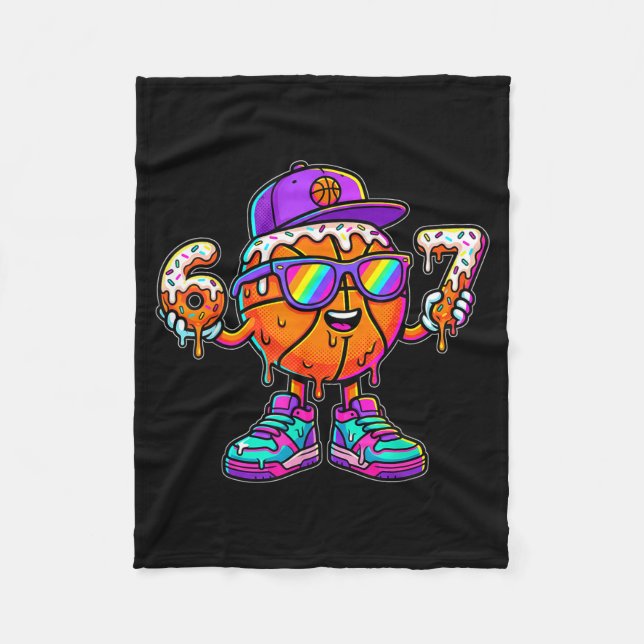 67 Basketball Drip Six Seven Funny Meme Gen Alpha  Fleece Blanket (Front)