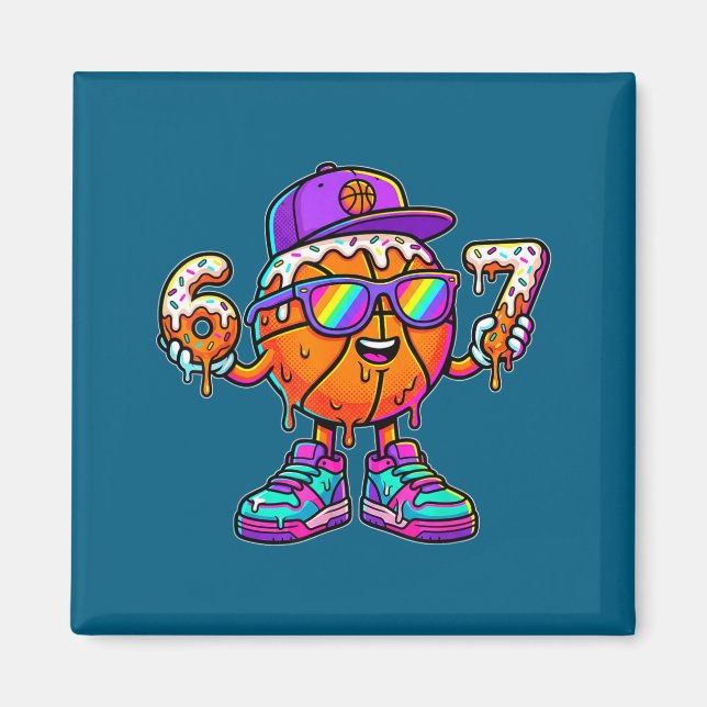 67 Basketball Drip Six Seven Funny Meme Gen Alpha  Magnet (Front)
