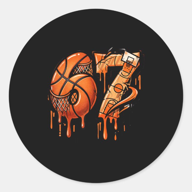 67 Basketball Ice Cream Drip Six Seven  Classic Round Sticker (Front)