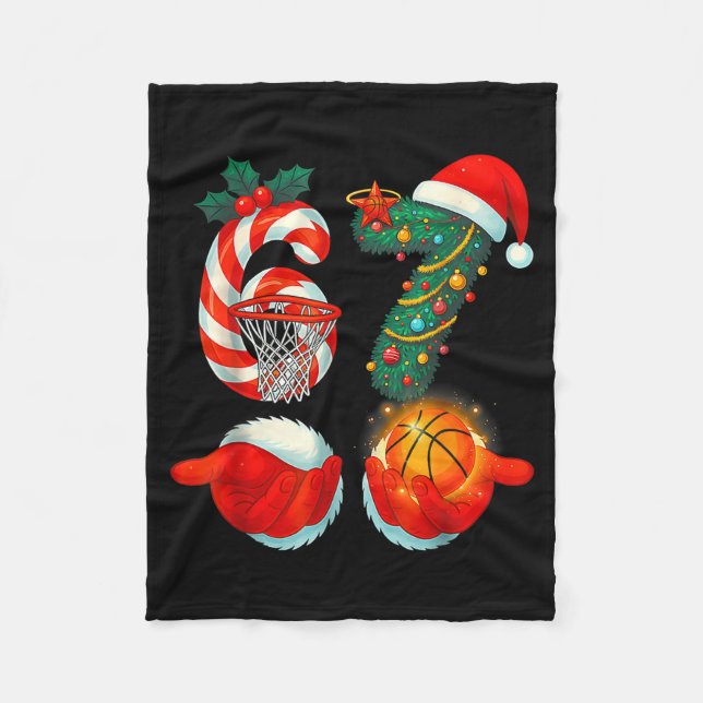 67 Basketball Santa Six Seven Meme Christmas Srt M Fleece Blanket (Front)