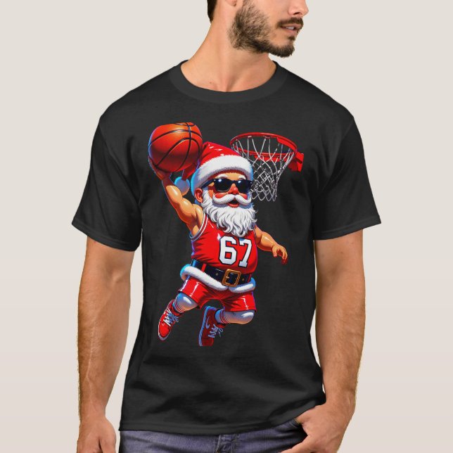 67 Basketball Santa Six Seven Meme Christmas Srt M T-Shirt (Front)