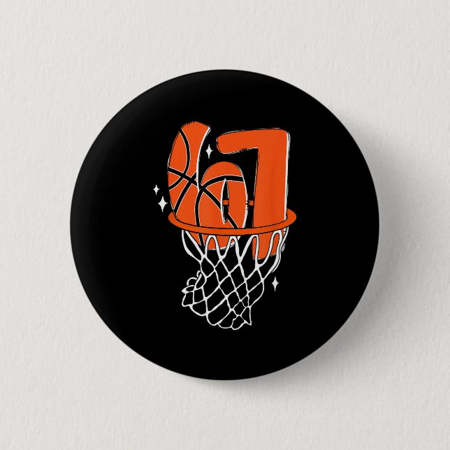 67 Basketball Six Seven 6 7 Meme Funny 67 Basketba Cm Round Badge (Front)