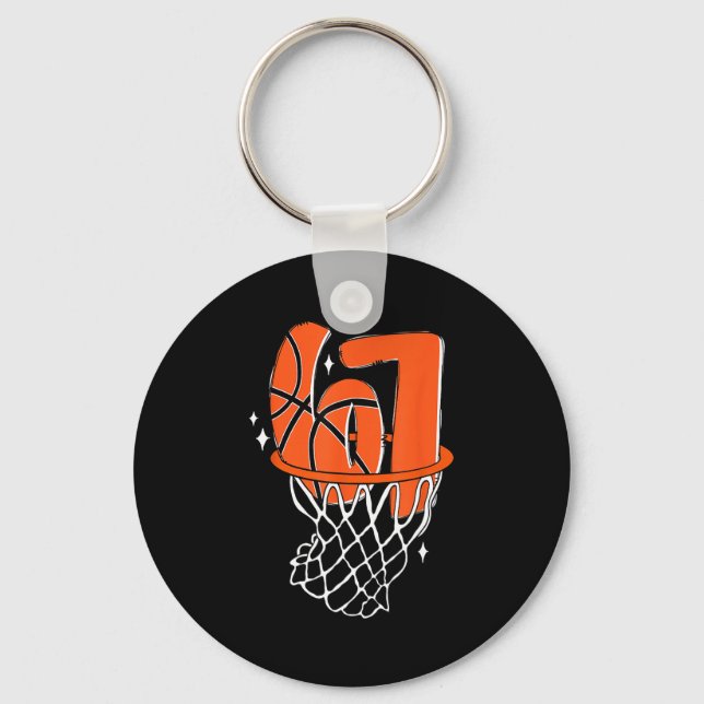 67 Basketball Six Seven 6 7 Meme Funny 67 Basketba Key Ring (Front)