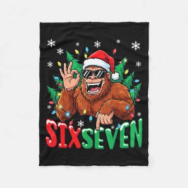 67 Bigfoot Six Seven Hands Christmas Holiday Boys  Fleece Blanket (Front)