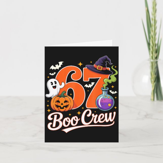 67 boo crew funny halloween ghost witch pumpkin card (Front)