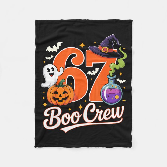 67 boo crew funny halloween ghost witch pumpkin fleece blanket (Front)