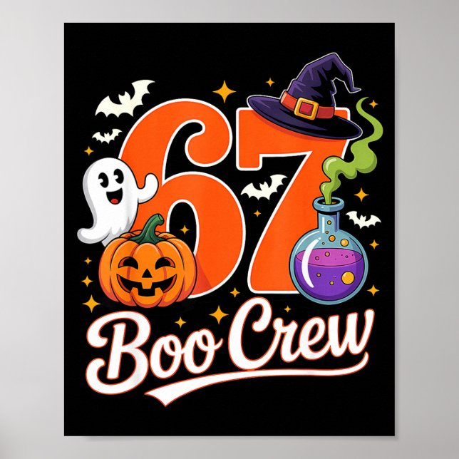 67 boo crew funny halloween ghost witch pumpkin poster (Front)