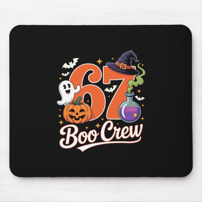67 Boo Crew Funny Halloween Ghost Witch Pumpkin Sp Mouse Pad (Front)
