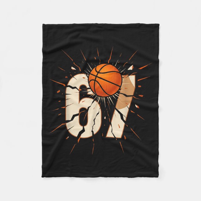 67 Brainrot Youth Basketball Drip - Funny Kids 67  Fleece Blanket (Front)