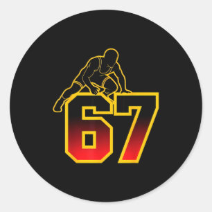 67 Brainrot Youth Wrestling Drip - Funny Kids 67  Classic Round Sticker