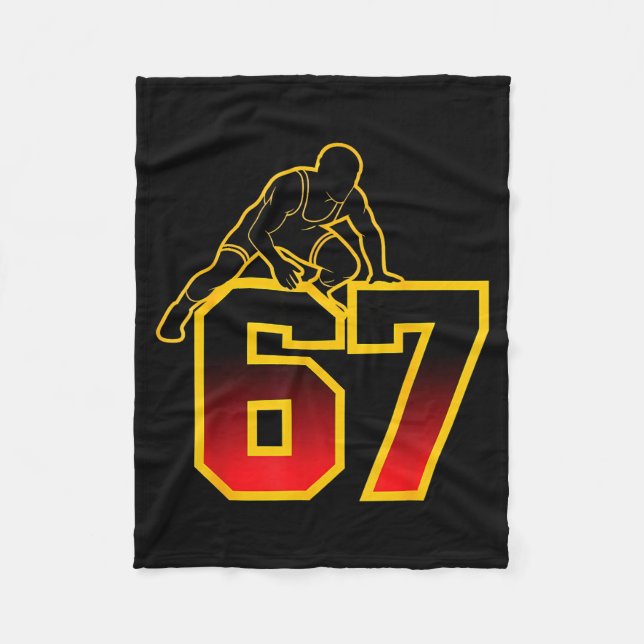 67 Brainrot Youth Wrestling Drip - Funny Kids 67  Fleece Blanket (Front)