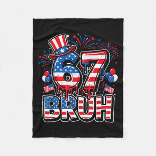 67 bruh american flag six seven funny 4th of july fleece blanket