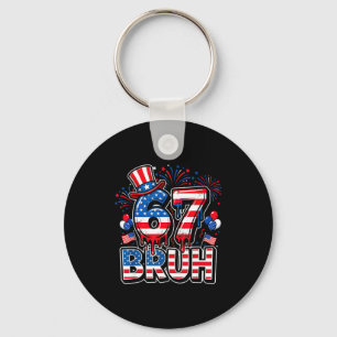 67 bruh american flag six seven funny 4th of july key ring