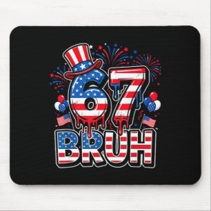 67 bruh american flag six seven funny 4th of july mouse pad