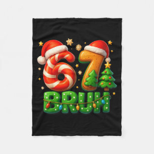 67 Bruh Christmas Candy Cane Gingerbread Design Xm Fleece Blanket