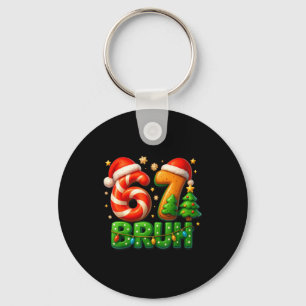 67 Bruh Christmas Candy Cane Gingerbread Design Xm Key Ring