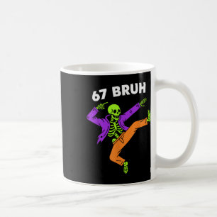67 Bruh Halloween Dabbing Skeleton Meme 6 7 Number Coffee Mug