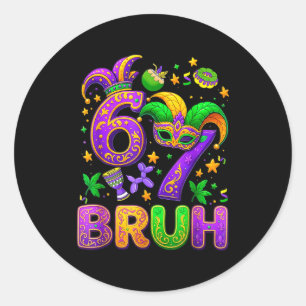 67 Bruh Mardi Gras Jester Mask New Orleans _1 Classic Round Sticker