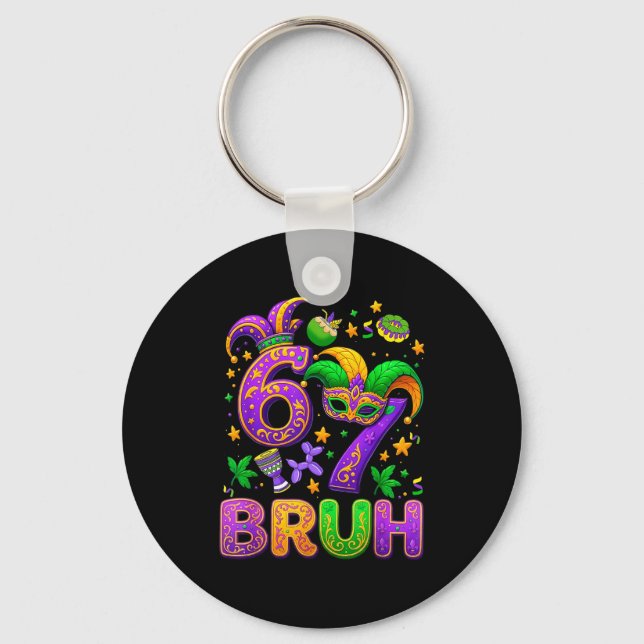 67 Bruh Mardi Gras Jester Mask New Orleans  Key Ring (Front)