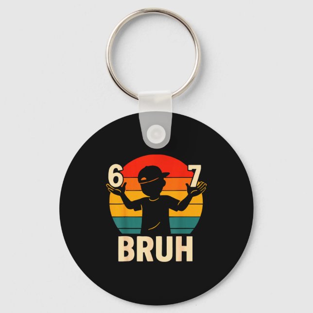 67 Bruh Retro Boy 6 7 Meme Kids Kindergarten Teen  Key Ring (Front)