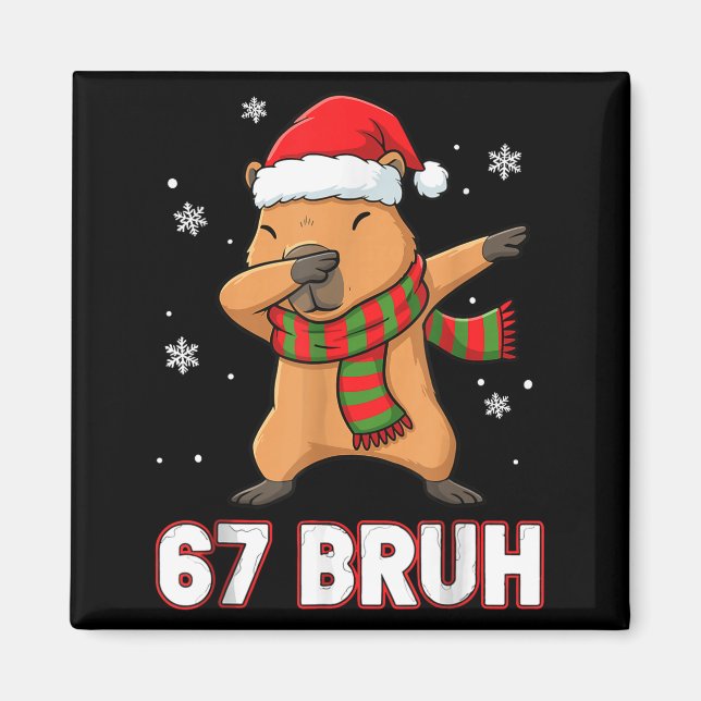 67 Bruh Six Seven Meme Capybara Christmas Kids Boy Magnet (Front)