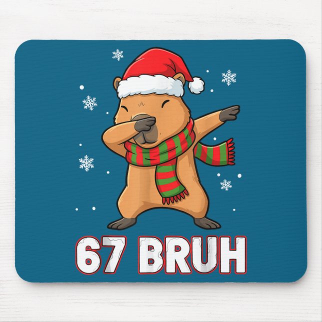 67 Bruh Six Seven Meme Capybara Christmas Kids Boy Mouse Pad (Front)