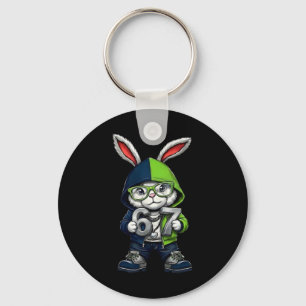 67 Bunny Ears Six Seven Easter Bunny Meme Men Boys Key Ring