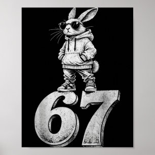 67 Bunny Face with Sungles for Kids Boy Men Poster