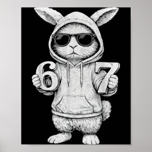 67 Bunny Face with Sungles for Kids Boy Men Poster