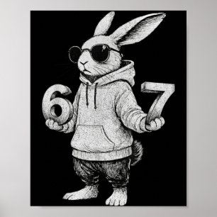 67 Bunny Face with Sungles for Kids Boy Men Poster