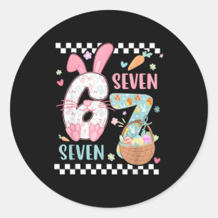67 bunny six seven easter 6 7 easter happy easter classic round sticker