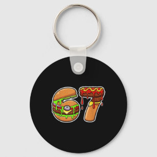 67 Burger Pizza Food Fusion Delight Key Ring