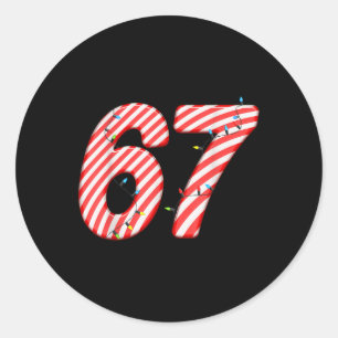 67 Candy Cane Xmas Six Seven Christmas Joke Funny Classic Round Sticker