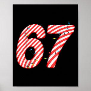 67 Candy Cane Xmas Six Seven Christmas Joke Funny Poster